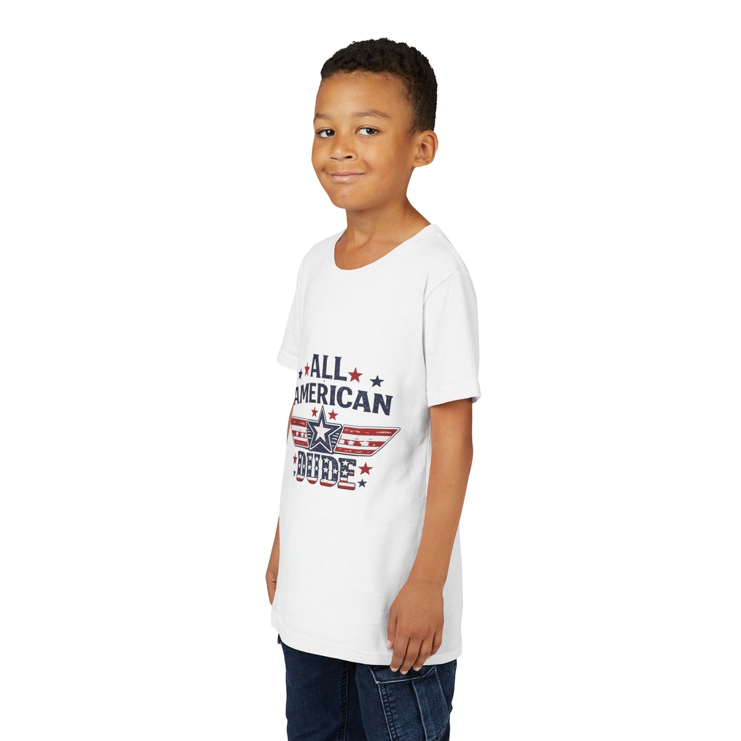 All American Dude Youth Tee — Patriotic 4th of July Kids T-Shirt