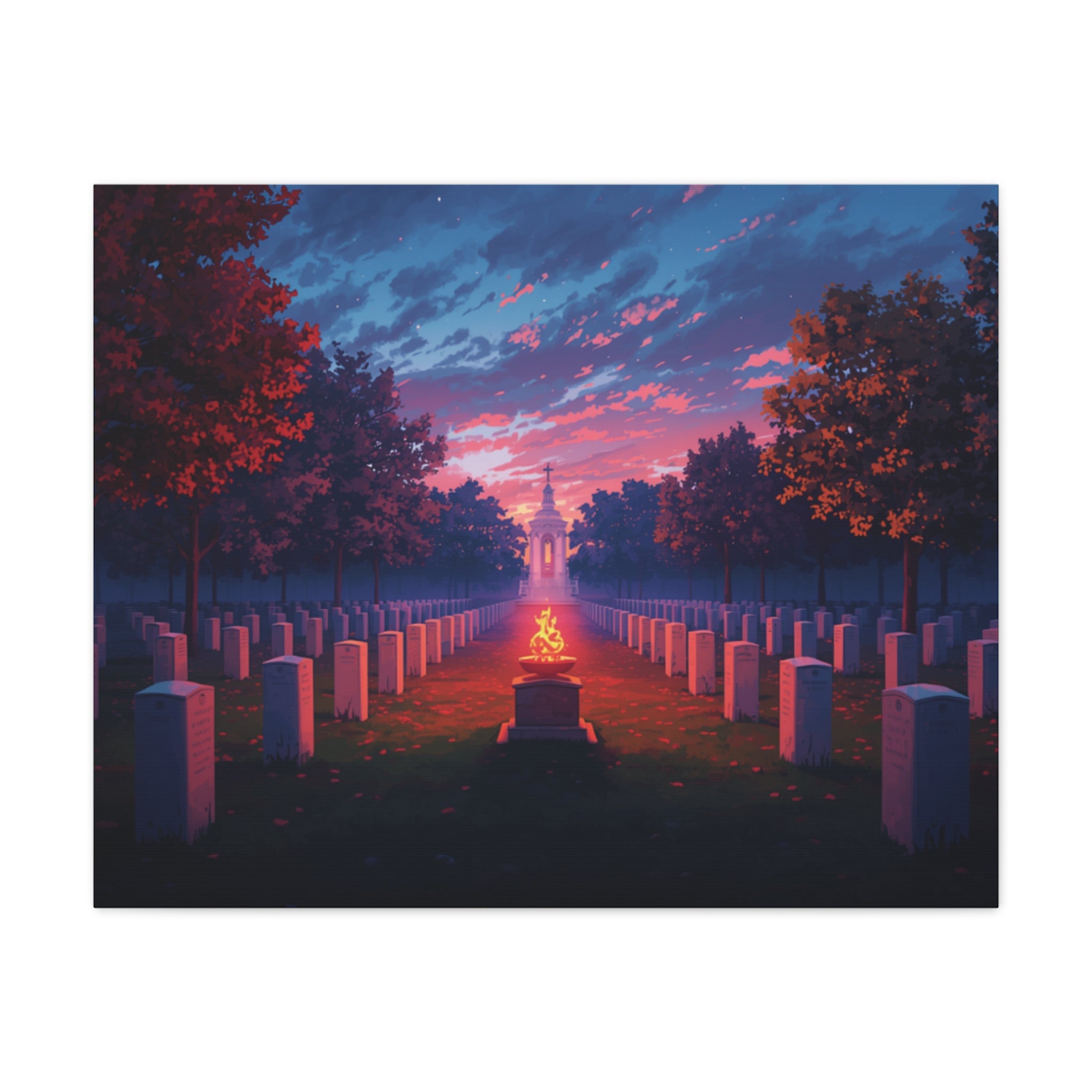 Sunset Memorial Cemetery Canvas Wall Art
