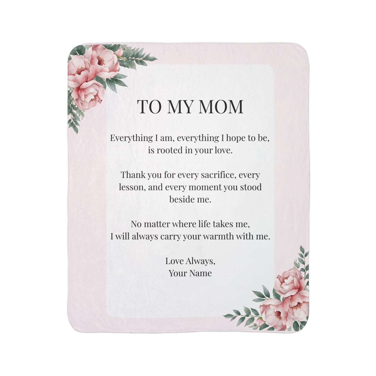 To My Mom Personalized Sherpa Blanket — Heartfelt Floral Mom Gift