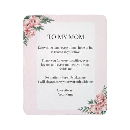 To My Mom Personalized Sherpa Blanket — Heartfelt Floral Mom Gift
