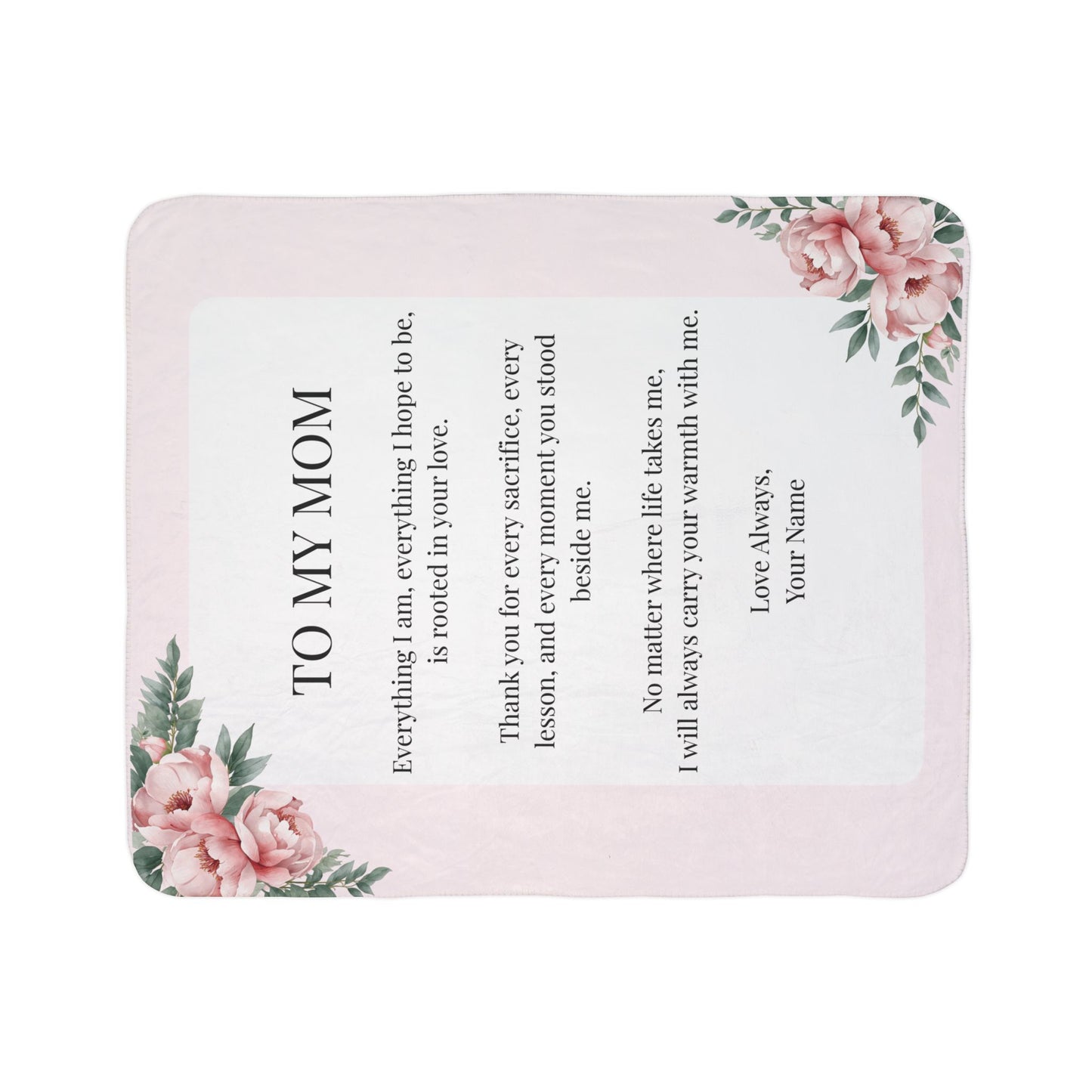 To My Mom Personalized Sherpa Blanket — Heartfelt Floral Mom Gift