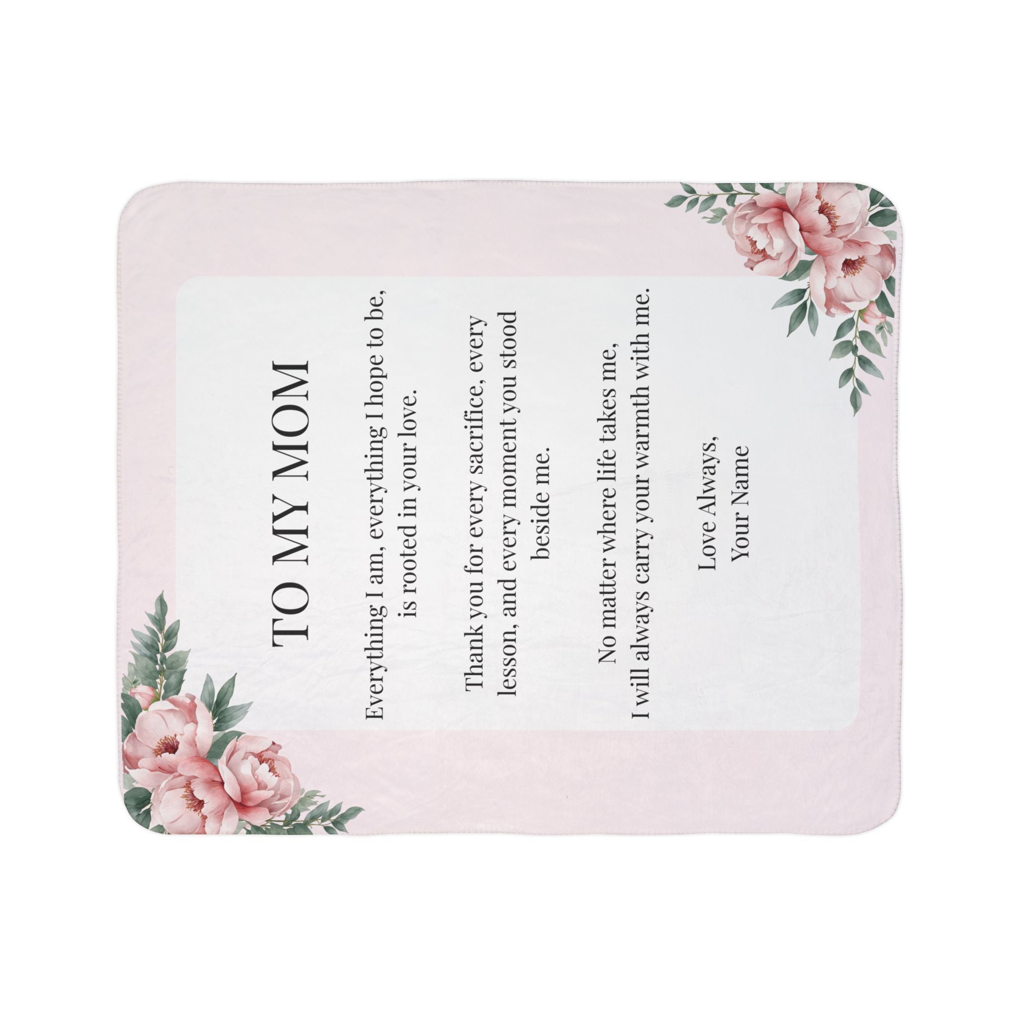 To My Mom Personalized Sherpa Blanket — Heartfelt Floral Mom Gift