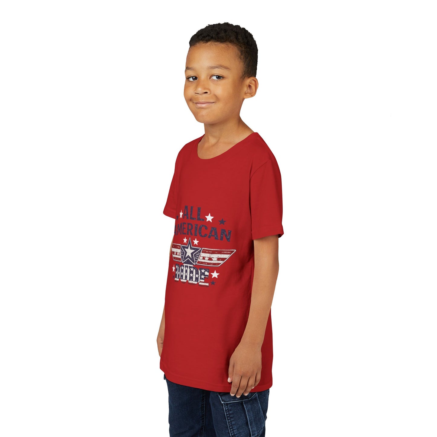 All American Dude Youth Tee — Patriotic 4th of July Kids T-Shirt