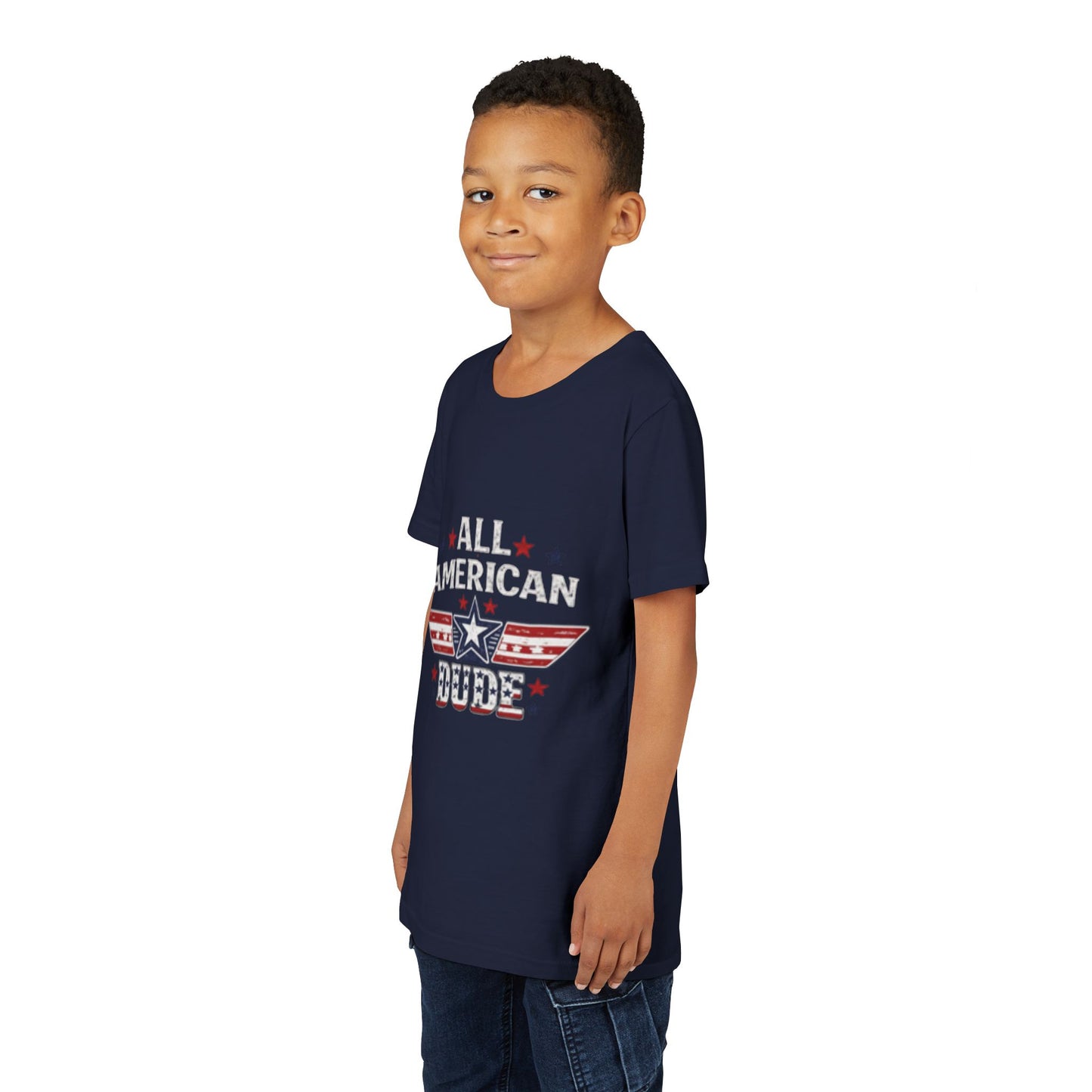 All American Dude Youth Tee — Patriotic 4th of July Kids T-Shirt