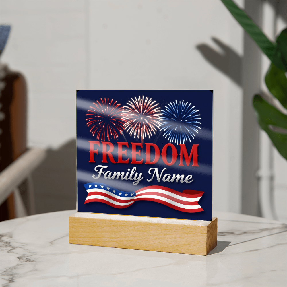 Personalized Family Freedom LED Acrylic Plaque — 4th of July Edition