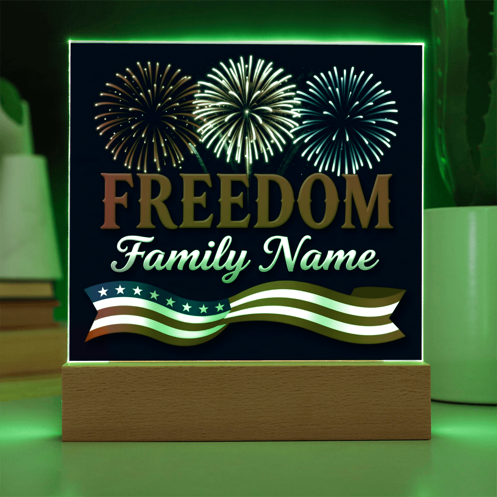 Personalized Family Freedom LED Acrylic Plaque — 4th of July Edition